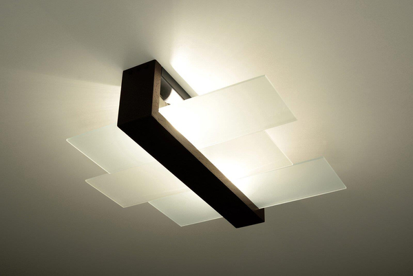 Plafon LAMPA sufitowa SL.0074 szklana OPRAWA drewno wenge OUTLET