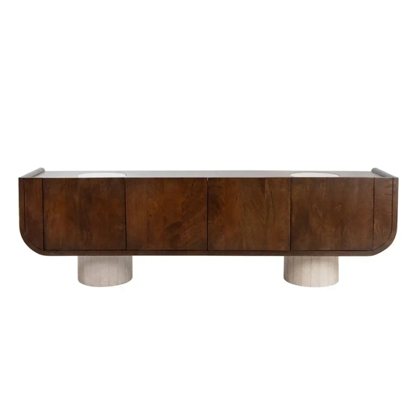 Szafka RTV PAGODA MM001501100410 brązowa beżowa drewno dekor marmuru 180cm