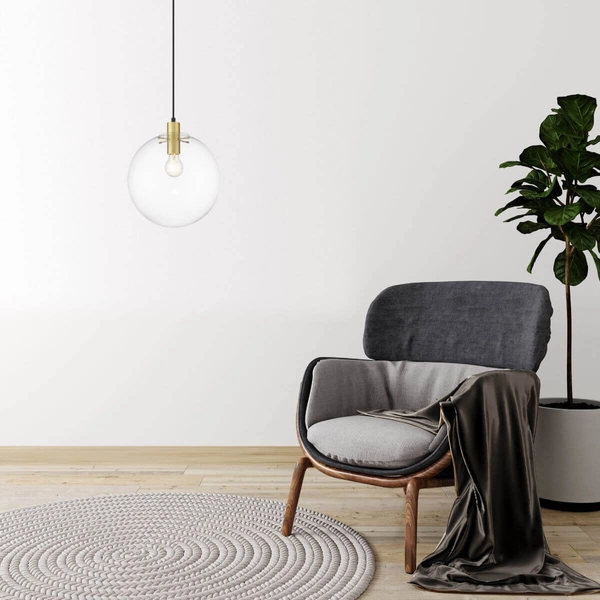 LAMPA wisząca PUERTO LP-004/1P L GD Light Prestige skandynawska OPRAWA szklana kula zwis przezroczysty złoty