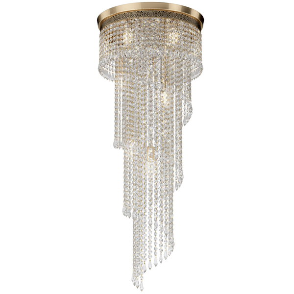 Plafon pałacowy Cascade DIA522-CL-12-G kryształowy metal mosiądz