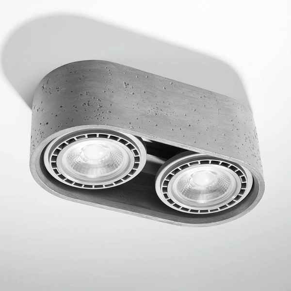 Owalny downligt betonowy SL.0882 szara lampa sufitowa