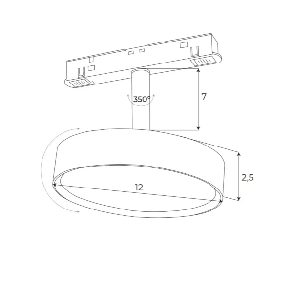 Szynowa magnetyczna lampa M0014N LED 12W 3000K okrągły czarny
