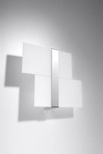 Kinkiet LAMPA ścienna SL.0187 szklana OPRAWA prostokąty chrom biała
