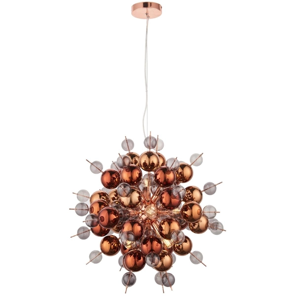 Zwisowa lampa salonowa L&-181584 Light& kule szklane miedziana