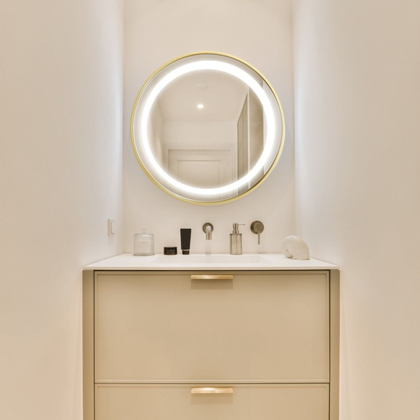 Podświetlane lustro D251801 LED 24W 3000-6000K IP44 przezroczyste złote
