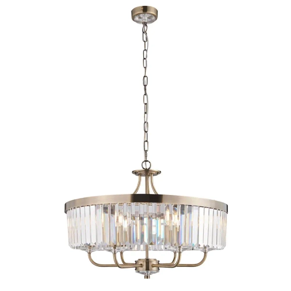 Wisząca lampa glamour L&-1102505 kryształowa mosiądz przezroczysta