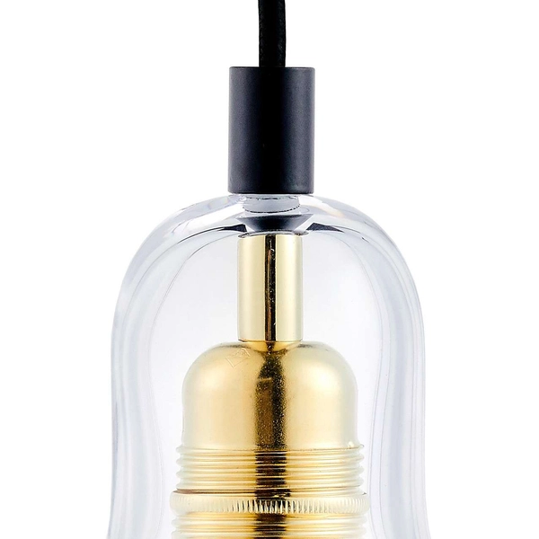 Lofrowa LAMPA wisząca LONGIS 10878505 Kaspa szklana OPRAWA skandynawski ZWIS kaskada złota przezroczysta czarna