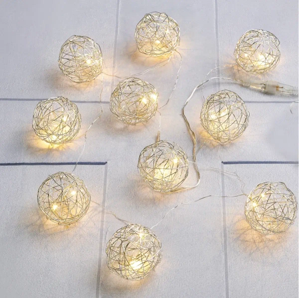 Świecące kule do dekoracji 1,85m 20 LED 0,6W srebrne ciepła