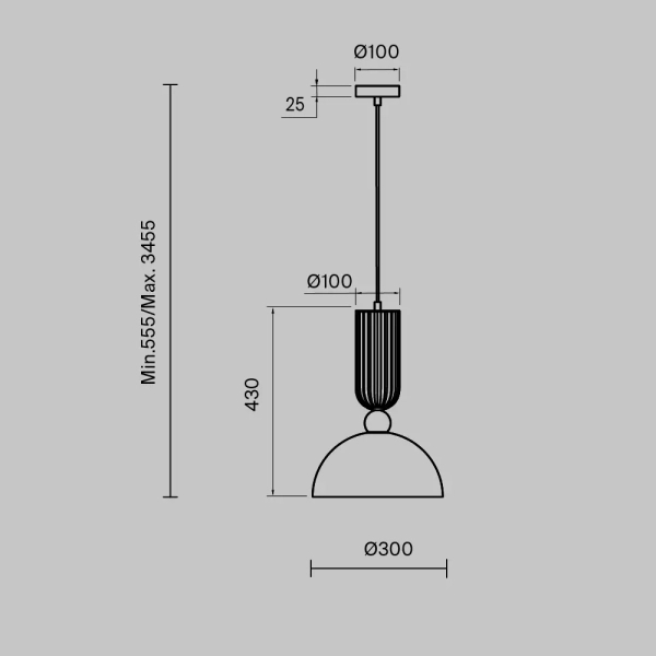 Wisząca lampa szklana Antic MOD302PL-01GR1 kopułowa szara mosiądz