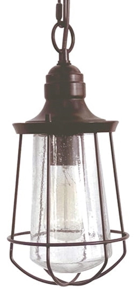 Lampa wisząca zewnętrzna QZ-MARINE8-S Quoizel na łańcuchu na taras brązowa