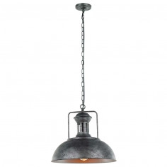 LAMPA wisząca NADIA MDM-2647/1 GR+BK Italux industrialna OPRAWA metalowy ZWIS kopuła szara