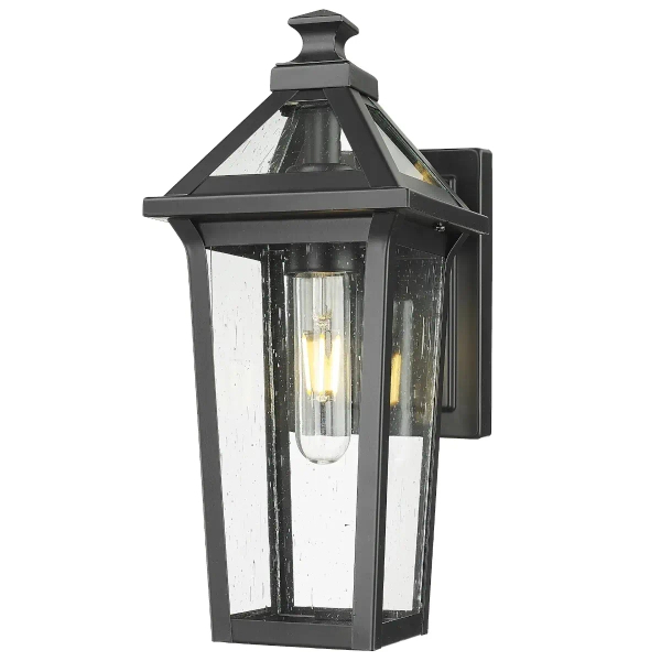 Ścienny kinkiet latarnia Zurich W01609BK Cosmolight szklany IP23 czarny