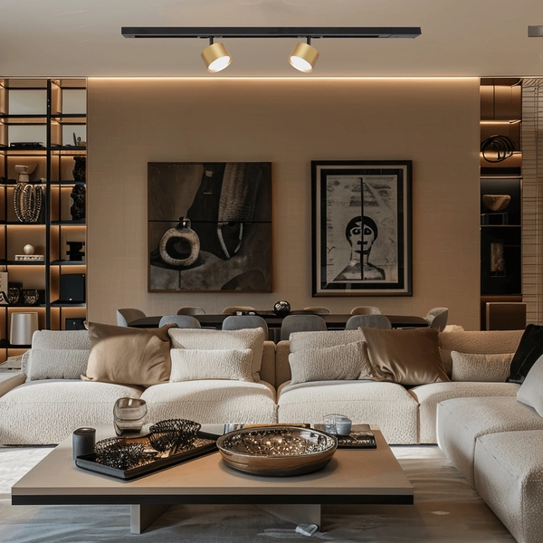 Okrągła lampa sufitowa Cyklop ML1199 do szyny jednofazowej złoty