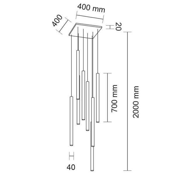 LAMPA wisząca YABU 5530 Shilo metalowa OPRAWA kwadratowy ZWIS sople tuby czarne