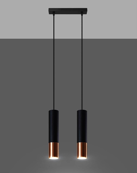 Modernistyczna LAMPA wisząca SL.0947 metalowa OPRAWA loftowy ZWIS tuby czarne miedź