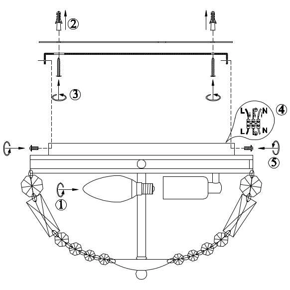 Plafon LAMPA sufitowa VASA 107587 Markslojd okrągła OPRAWA kryształowa crystal IP21 czarna przezroczysta