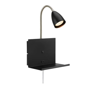 Lampa ścienna na peszlu Cuarto 108855 z półką do przedpokoju czarna