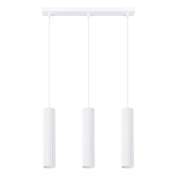 Potrójna wisząca lampa KARBON SL.1537 podłużna ryflowana biała