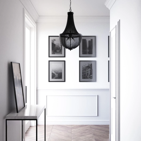 Wisząca lampa vintage glamour Roma p04543bk Cosmolight metal czarna