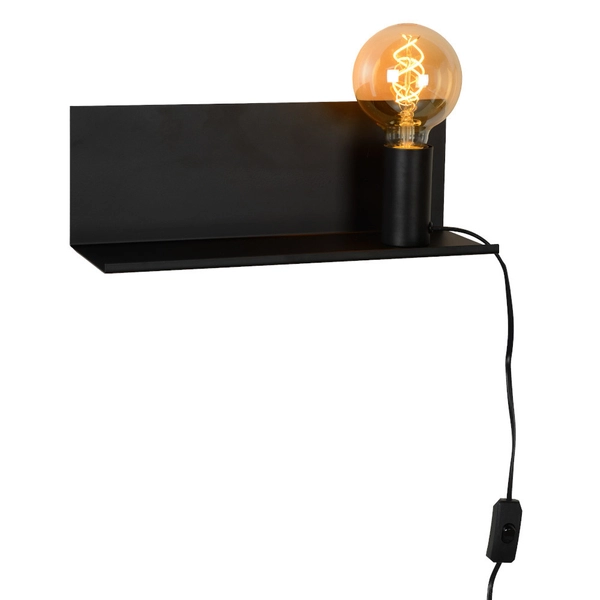 Kinkiet LAMPA ścienna SEBO 06218/01/30 Lucide metalowa OPRAWA loftowy kinkiet półka czarna