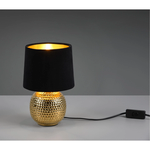 Ceramiczna lampka nocna EUDORA DL002-50821 z abażurem czarna złota