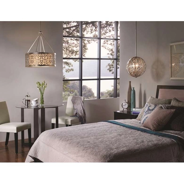 Okrągła LAMPA wisząca Arabesque FE-ARABESQUE4 Elstead FEISS orientalna OPRAWA metalowy ZWIS wzorki patyna beżowe