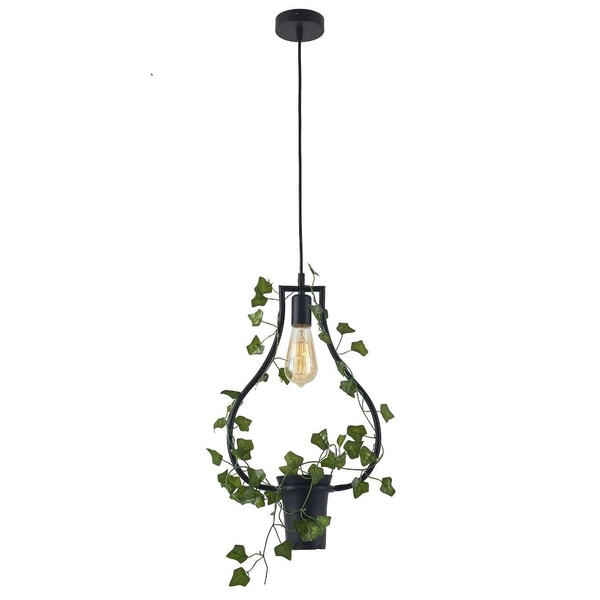 Wisząca lampa dekoracyjna 313874 Polux geometryczna OPRAWA ramka ZWIS metalowa doniczka czarna