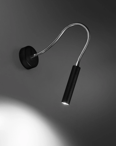 Regulowana LAMPA ścienna SL.0910 metalowa OPRAWA kinkiet na peszlu czarna
