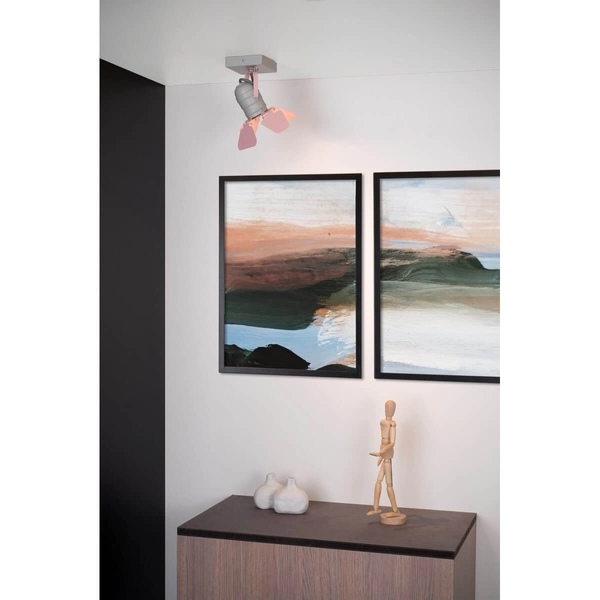 Reflektorowa lampa sufitowa Picto 17997/01/66 Lucide z regulacją różowa szara