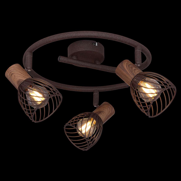 Sufitowa LAMPA retro ISABELLE 54817-3 Globo plafon OPRAWA metalowa spirala art deco rdzawa