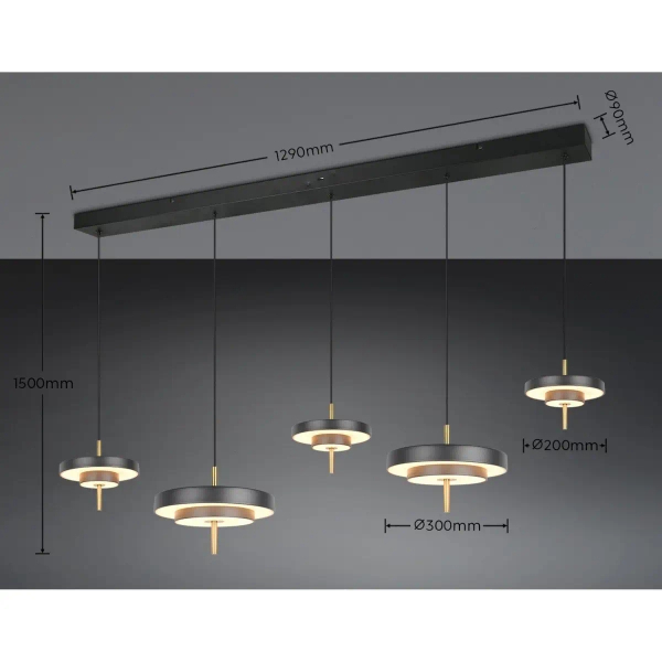Designerska lampa wisząca Keaton 340210580 LED 50W 2300-4000K czarny