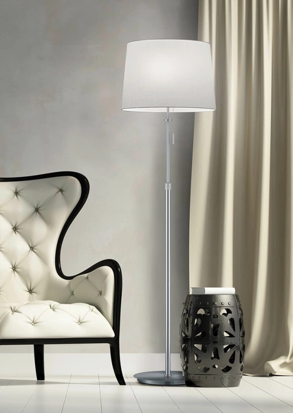 Podłogowa lampa abażurowa Lyon 409100307 nikiel biała