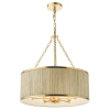 Drewniana wisząca lampa Fenella FEN0535 lniana trawa morska złoty
