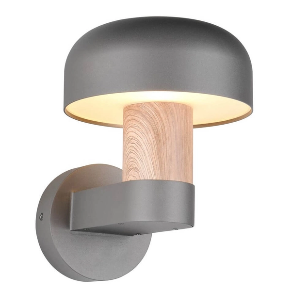 Ścienna lampa do ogrodu FRASER 262560135 grzybek IP54 szary drewniany