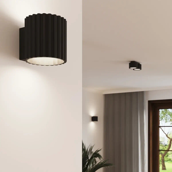 Ryflowana lampa sufitowa AURA SL.1787 tubka metalowa czarna