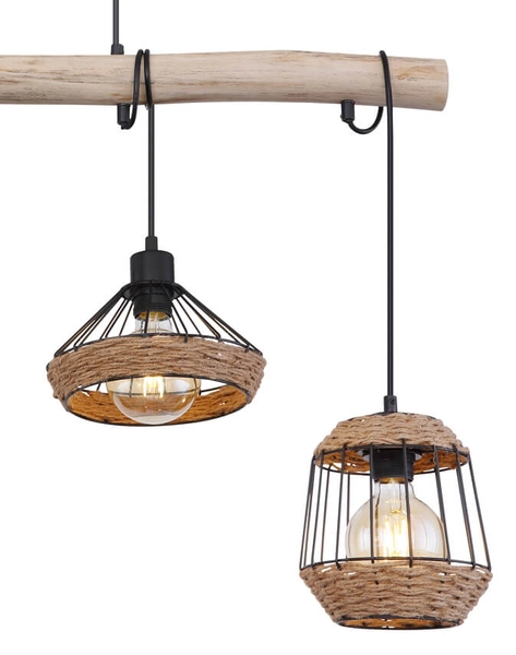 Wisząca lampa Surri 15678-4H industrialna czarna drewno