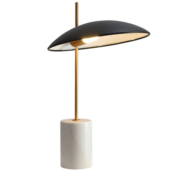 Stojąca LAMPKA loft VILAI TB-203342-1-BL Italux metalowa LAMPA stołowa LED 4W 3000K kopuła czarna złota marmurowa