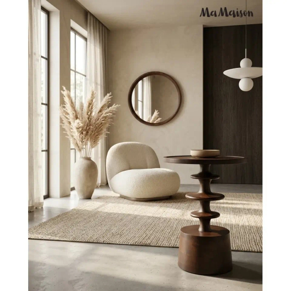 Kawowy stolik BRERA MM001501100412 brązowa drewniana do salonu 45cm