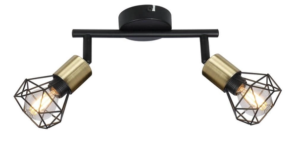 Sufitowa lampa Xara 54802S-2AB z regulacją czarna mosiądz