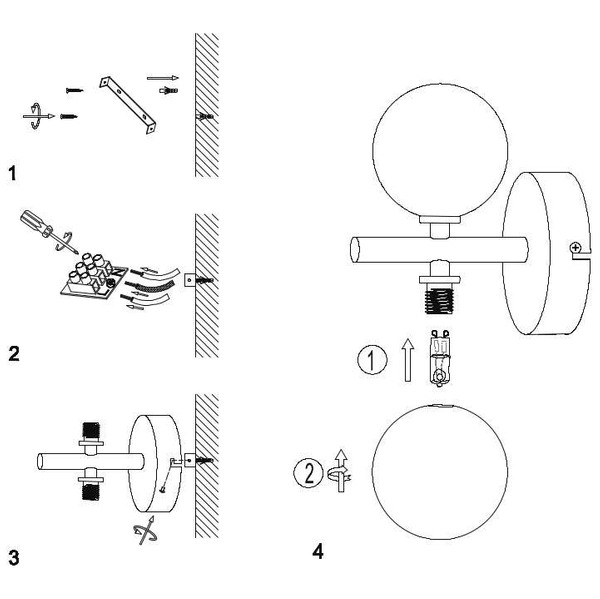 Kinkiet LAMPA ścienna TYCHO 45274/02/30 Lucide loftowa OPRAWA szklane kule przydymione szare czarne