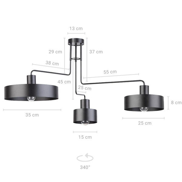 Plafon LAMPA sufitowa VASCO 31553 Sigma natynkowa OPRAWA metalowa na wysięgnikach czarna