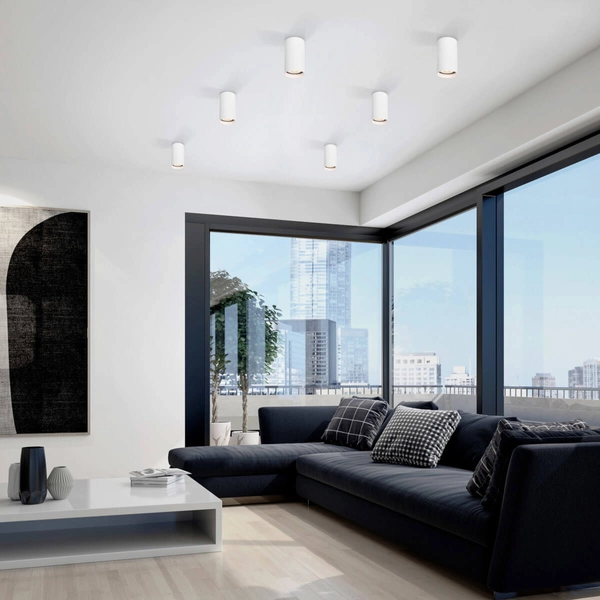 Nasufitowa lampa salonowa Tune 10023 tubka loftowa prążkowana biała