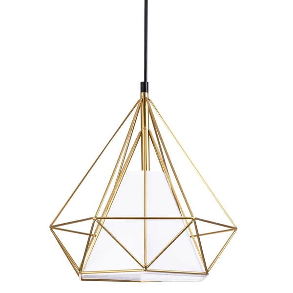 Loftowa LAMPA wisząca HIRA 318503 Polux abażurowy zwis do pokoju złoty biały