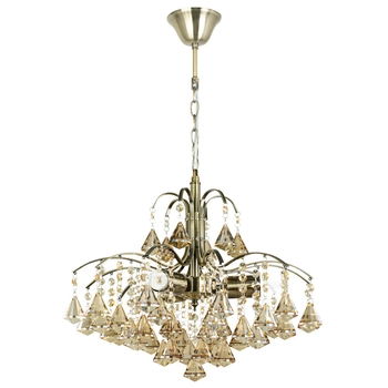 LAMPA wisząca 6246/3 21QG Elem kryształowa OPRAWA żyrandol na łańcuchu zwis mosiądz bursztynowy