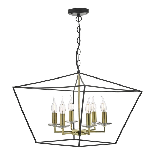 Świecznikowy żyrandol Gretchen GRE0654 Dar Lighting metalowy czarny złoty