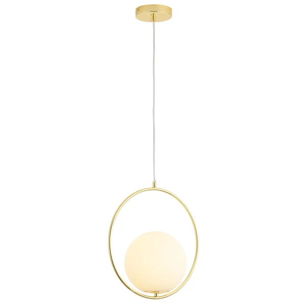 Kulista lampa wisząca COSTA DP0001A-350R ball szklana biała złota
