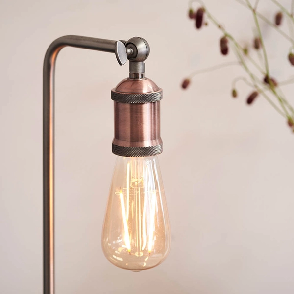 Stołowa lampka retro Hal 76339 z włącznikiem miedziany cyna