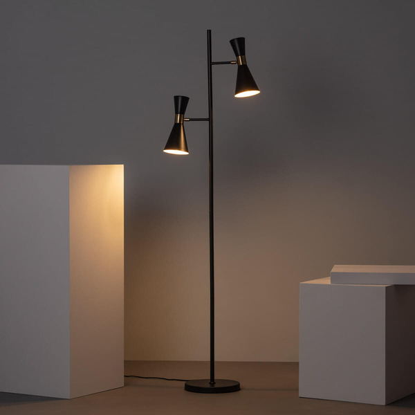 Podłogowa lampa z regulacją Salvatore ABR-LPS2XE27 Abruzzo czarny złoty