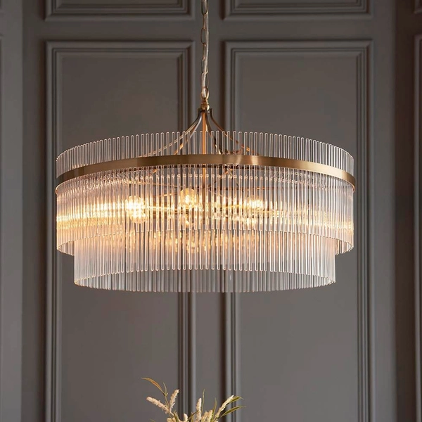 Szklana lampa wisząca Marietta Grand 112574 na łańcuchu mosiądz