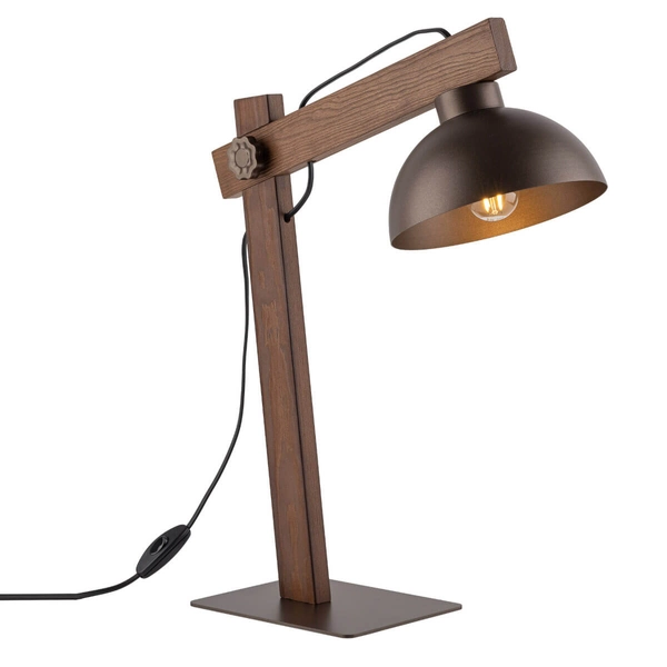 Nocna lampka do sypialni Oslo 5788 ekologiczna drewniana brązowa